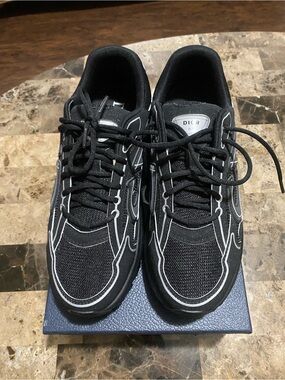Dior Black Mesh & Suede Low-Top Sneakers with White Piping